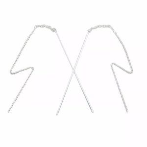 925 sterling silver zig zag drop threader earrings